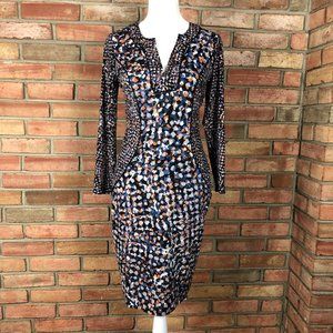 BCBGMaxAzria Long Sleeve Print Fitted Dress